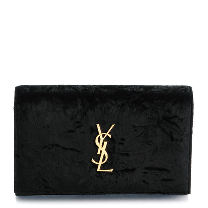 Saint Laurent Velvet Monogram Chain Wallet Black 1 of 8