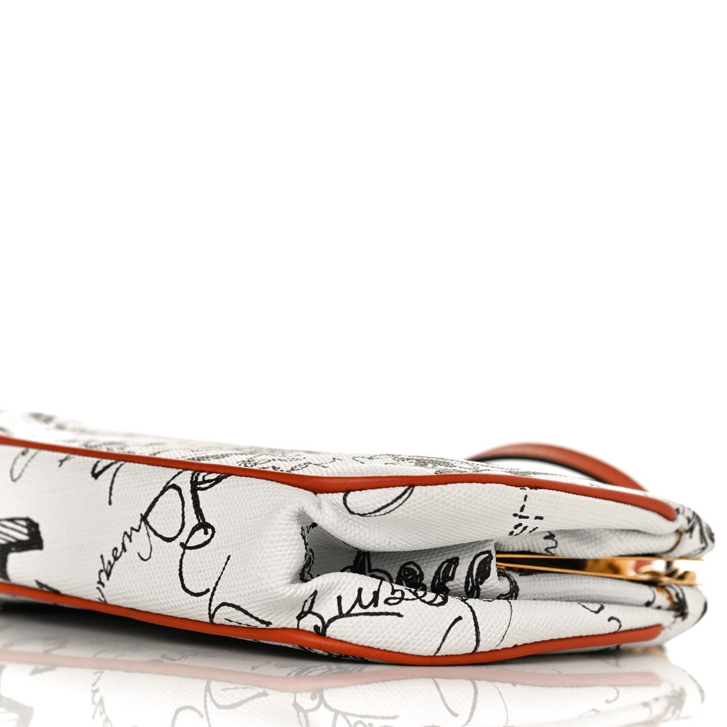 Canvas Small Doodle Print Frame Bag White
