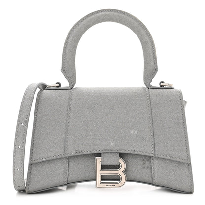 Balenciaga Sparkling Fabric Hourglass Top Handle Bag XS Silver 1 of 12
