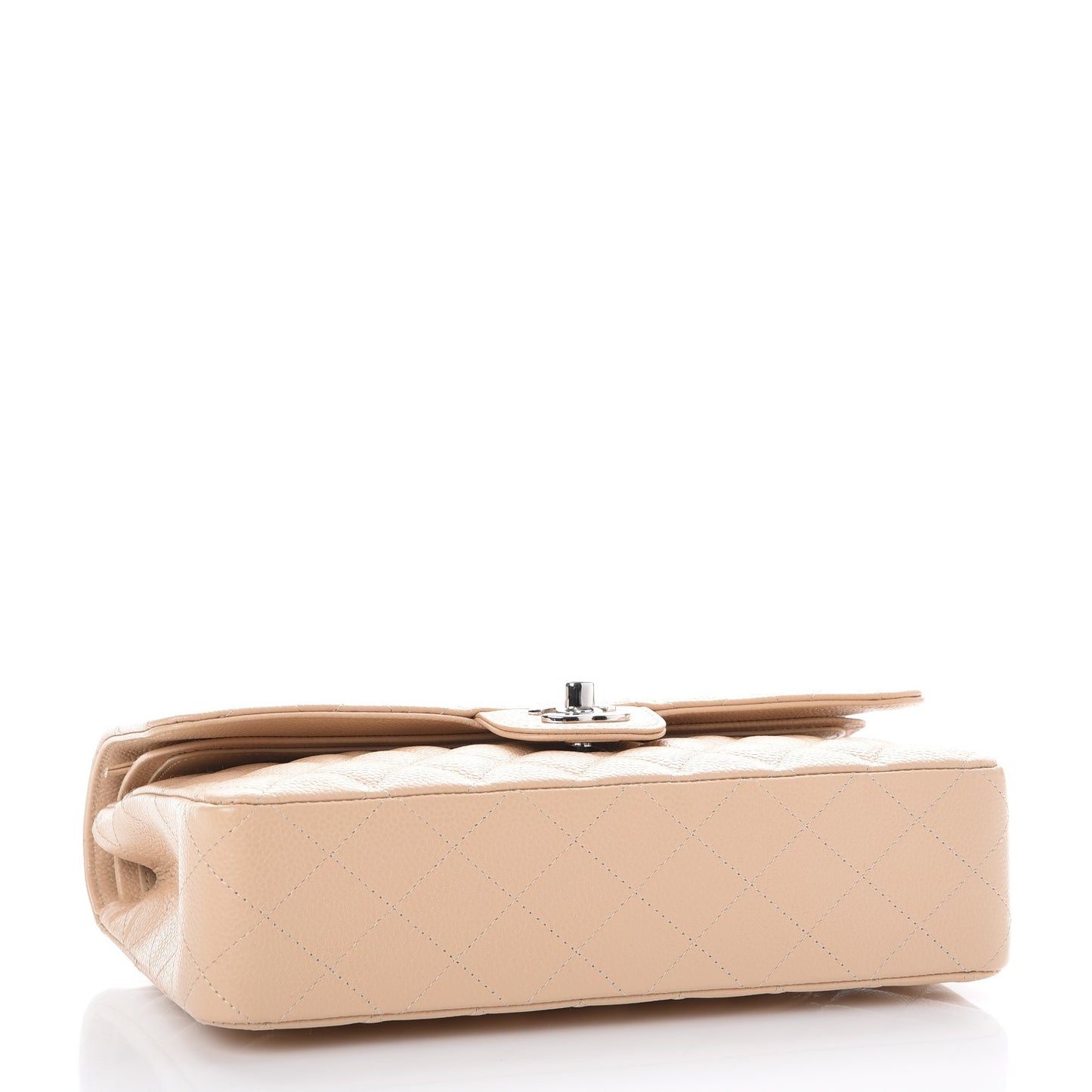 Caviar Quilted Medium Double Flap Beige Clair