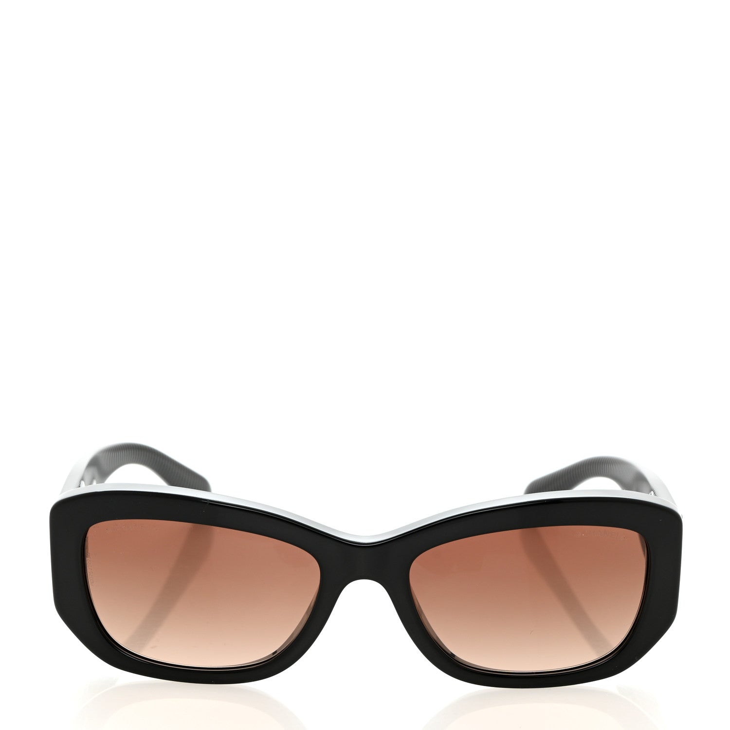 Chanel Acetate Rectangle Sunglasses Black Brown 1 of 7