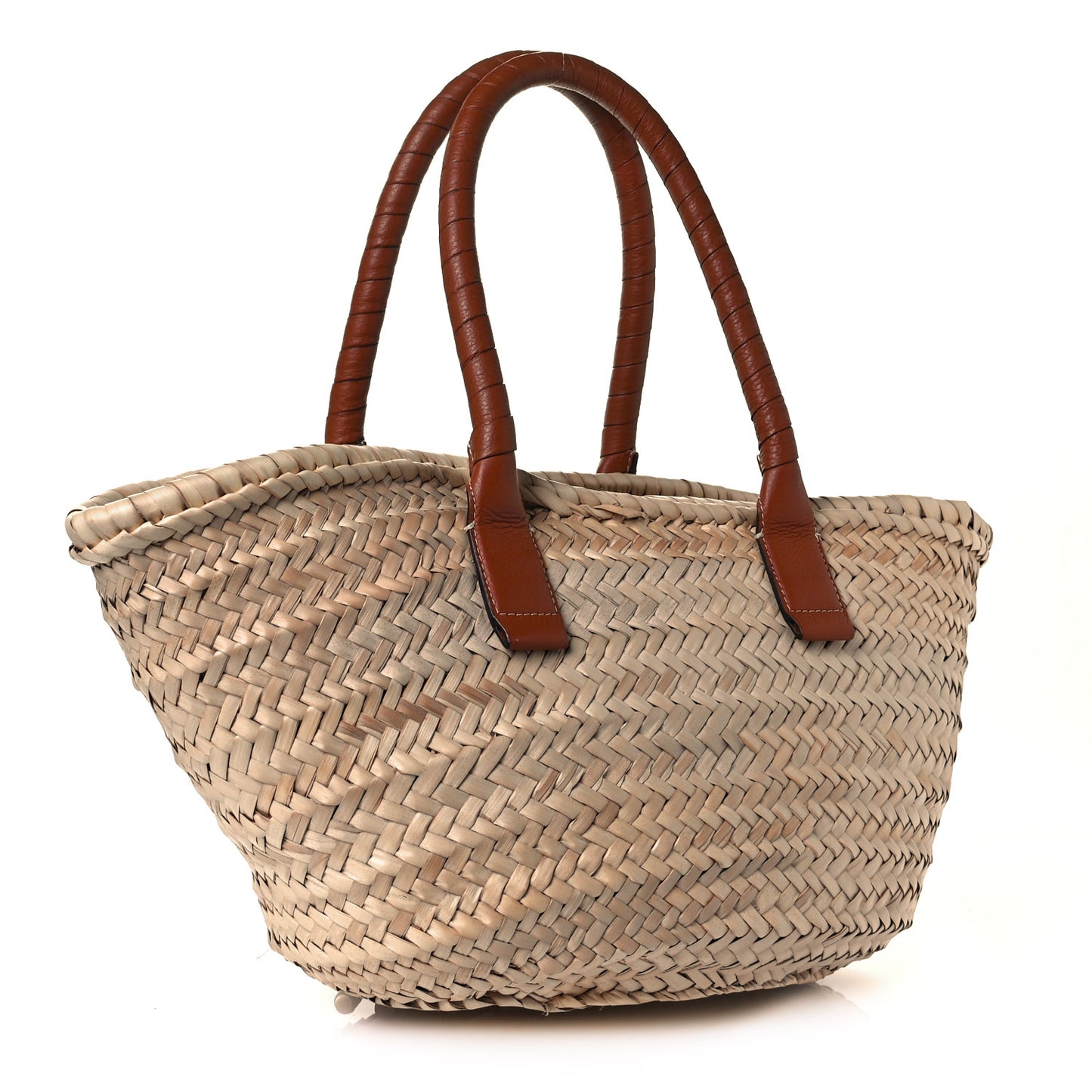 Raffia Small Grain Calfskin Medium Marcie Basket Tan