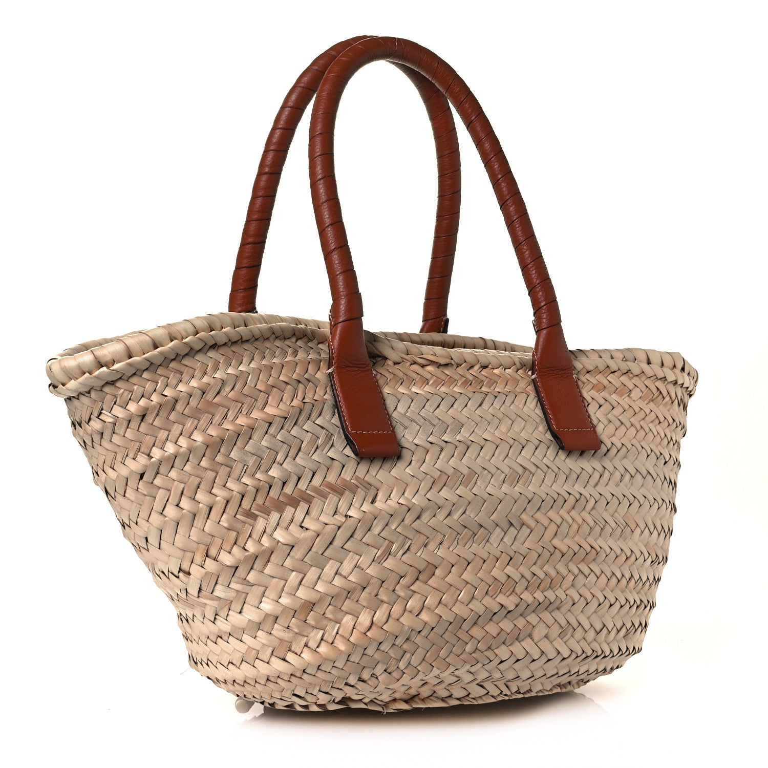 Chloe Raffia Small Grain Calfskin Medium Marcie Basket Tan 3 of 11