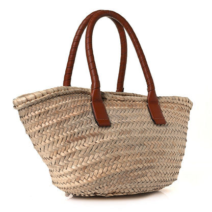 Chloe Raffia Small Grain Calfskin Medium Marcie Basket Tan 3 of 11