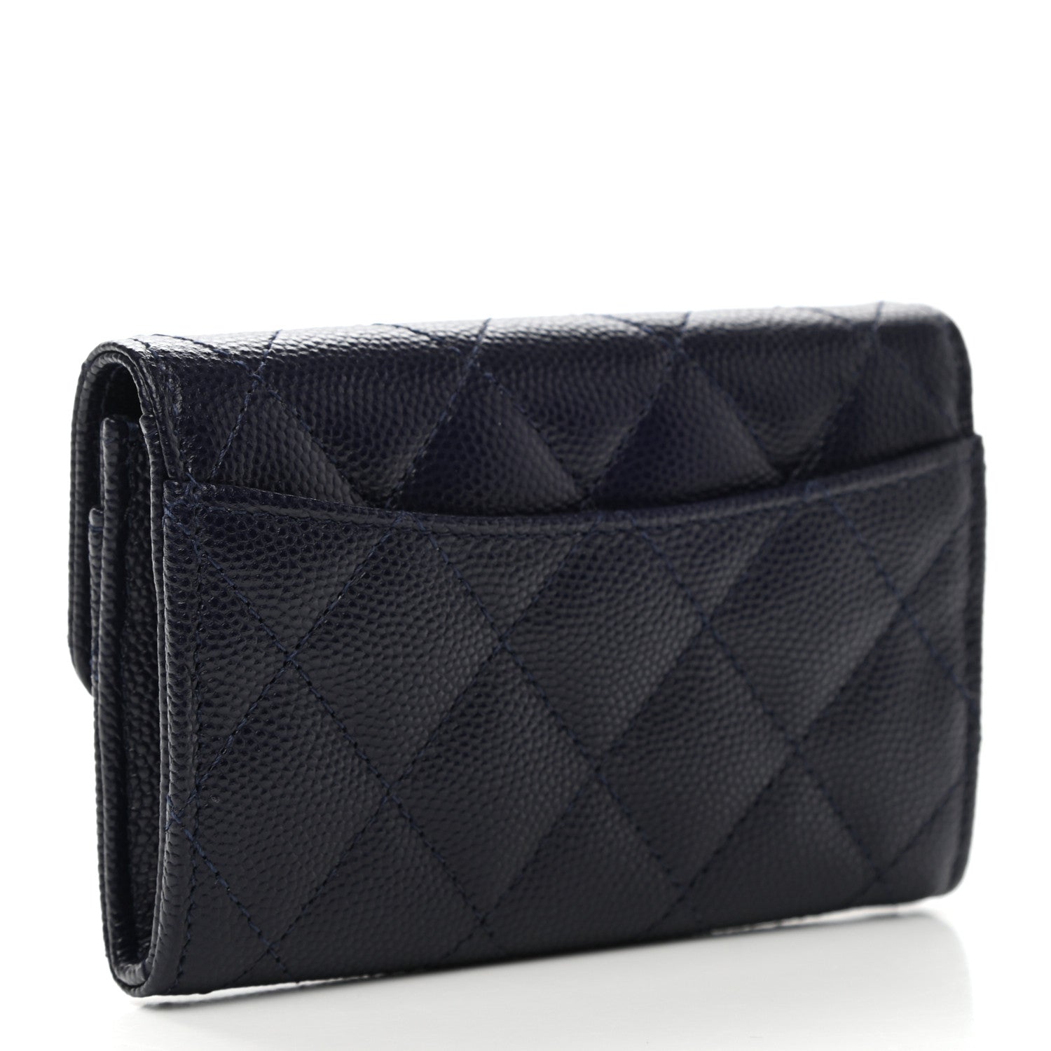 Chanel Caviar Quilted Flap Card Holder Wallet Dark Blue 2 of 8