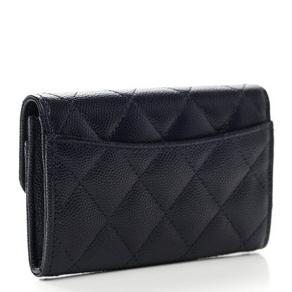 Chanel Caviar Quilted Flap Card Holder Wallet Dark Blue 2 of 8