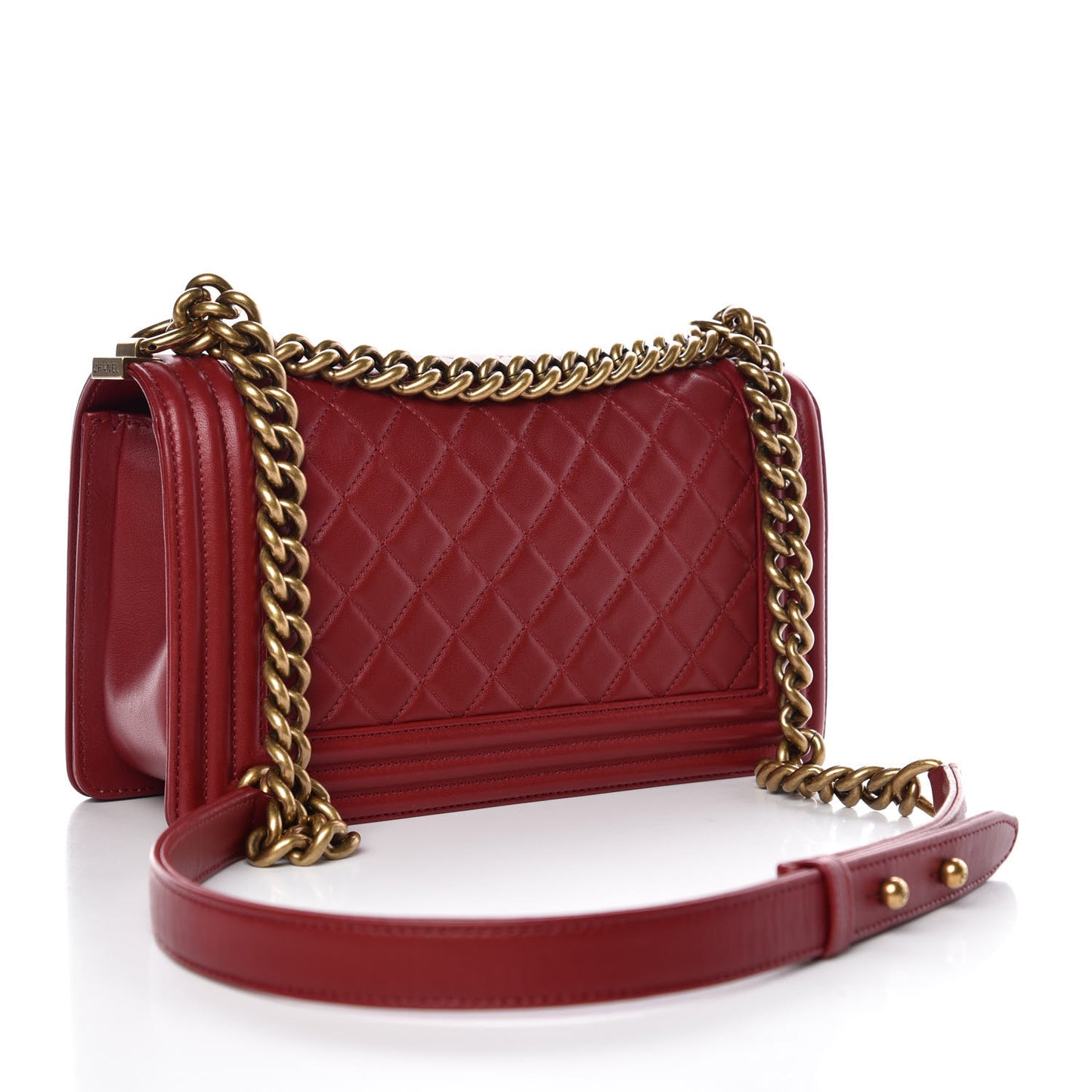 Lambskin Quilted Medium Boy Flap Red