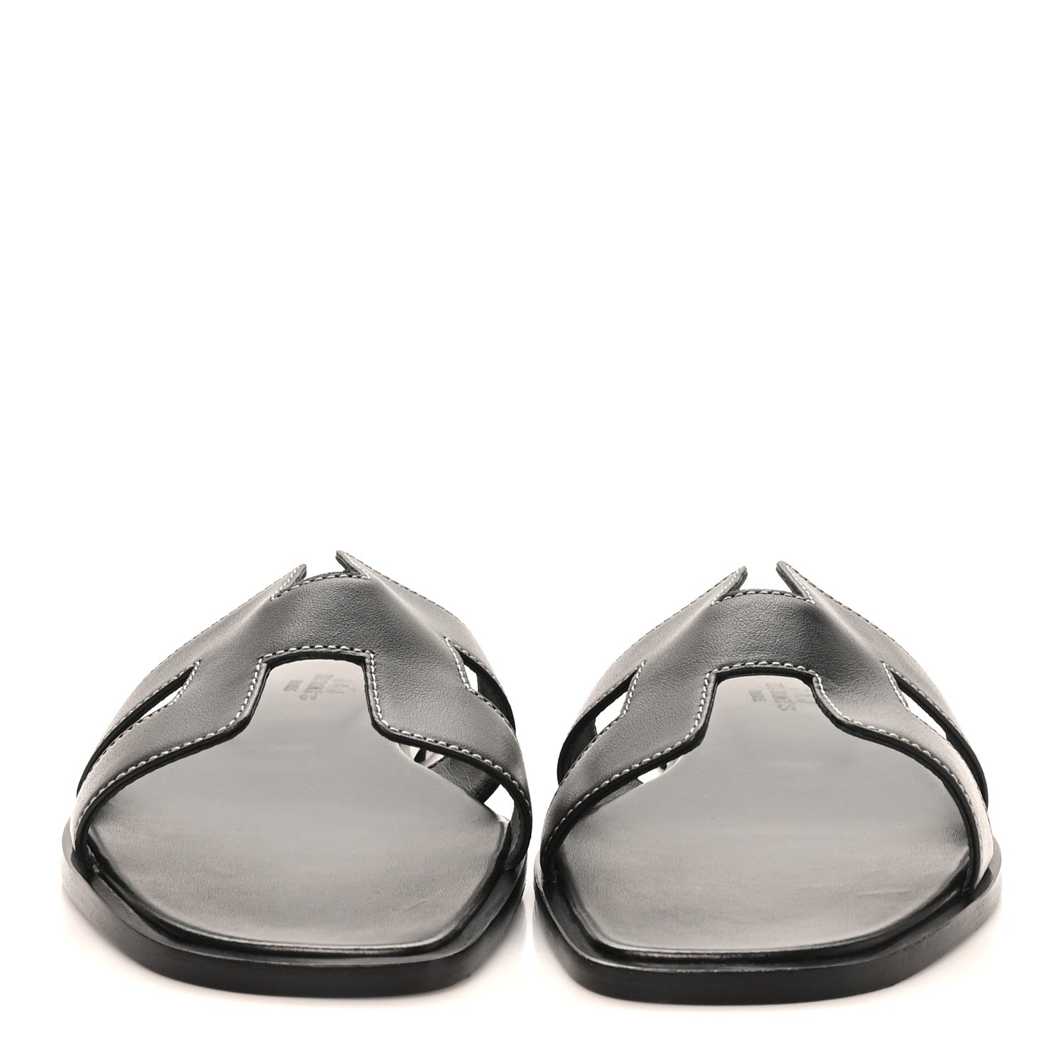 Hermes Box Calfskin Oran Sandals 39.5 Black 3 of 9