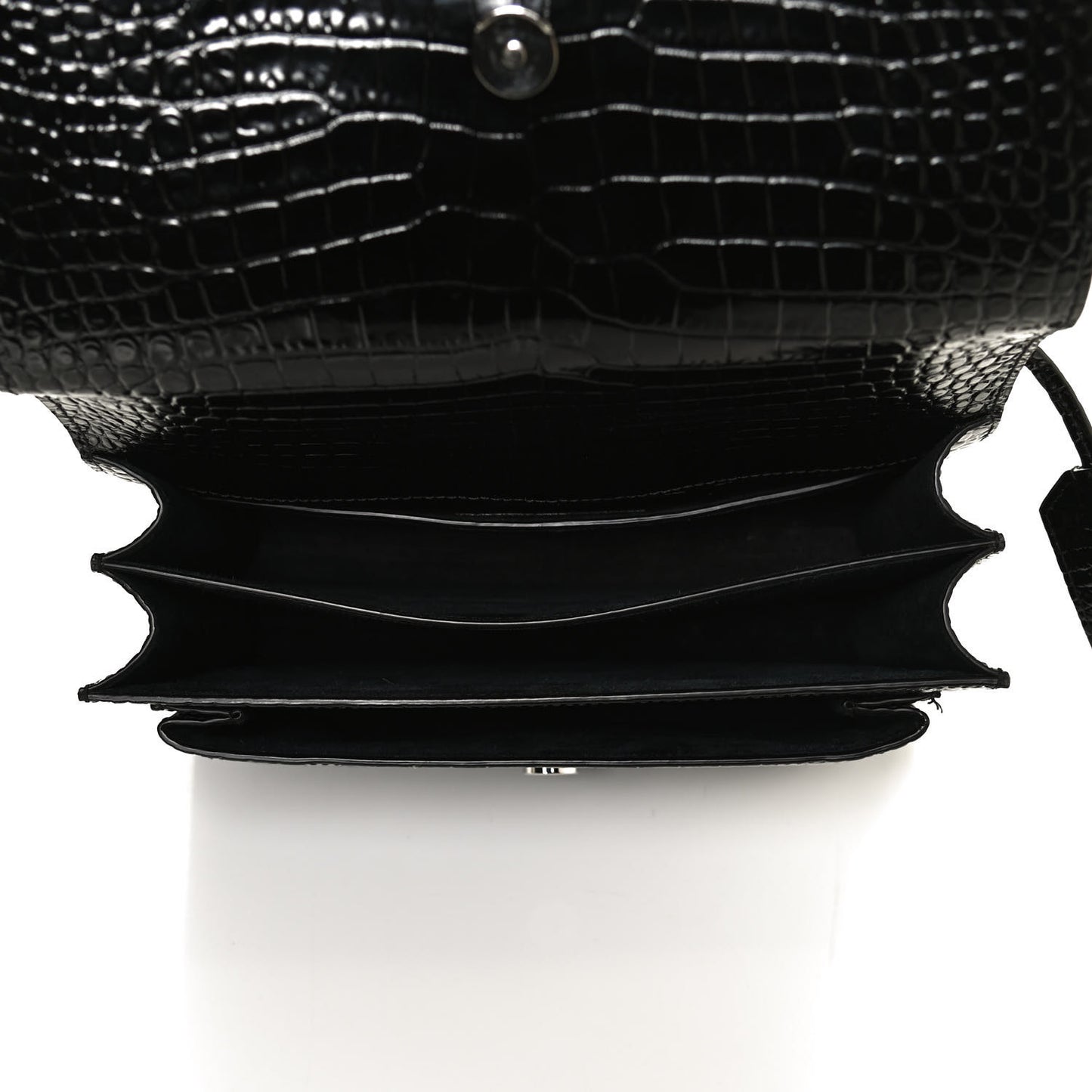 Calfskin Crocodile Embossed Medium Monogram Sunset Black