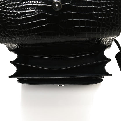 Saint Laurent Calfskin Crocodile Embossed Medium Monogram Sunset Black 4 of 11