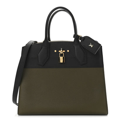 Louis Vuitton Taurillon City Steamer MM Kaki Black 1 of 9
