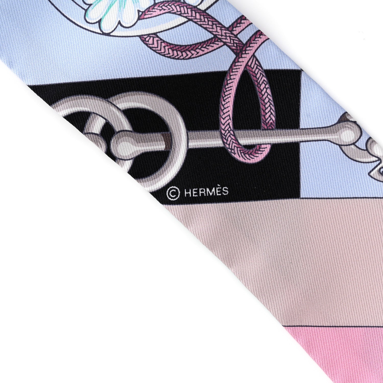 Hermes Silk Cliquetis Twilly Black Rose Menthol 3 of 4