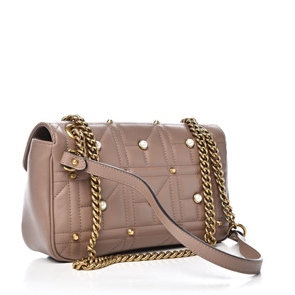 Gucci Calfskin Matelasse Studded Small Pearly GG Marmont Shoulder Bag Porcelain Rose 3 of 10
