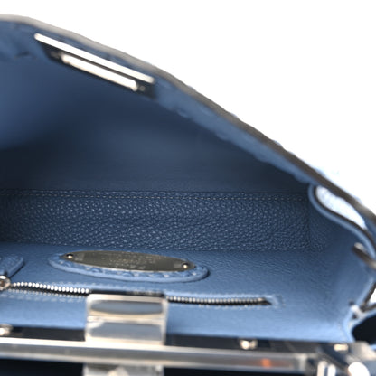 Fendi Cuoio Romano Selleria Macro Stitchings Mini Peekaboo Iconic Satchel Placca Argento Blue 5 of 9