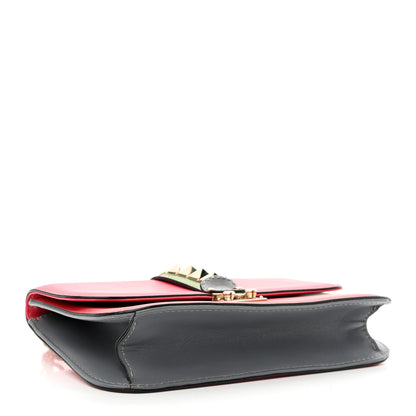 Valentino Garavani Vitello Medium Glam Lock Rockstud Flap Deep Rose Scarlet Grey Green 4 of 10