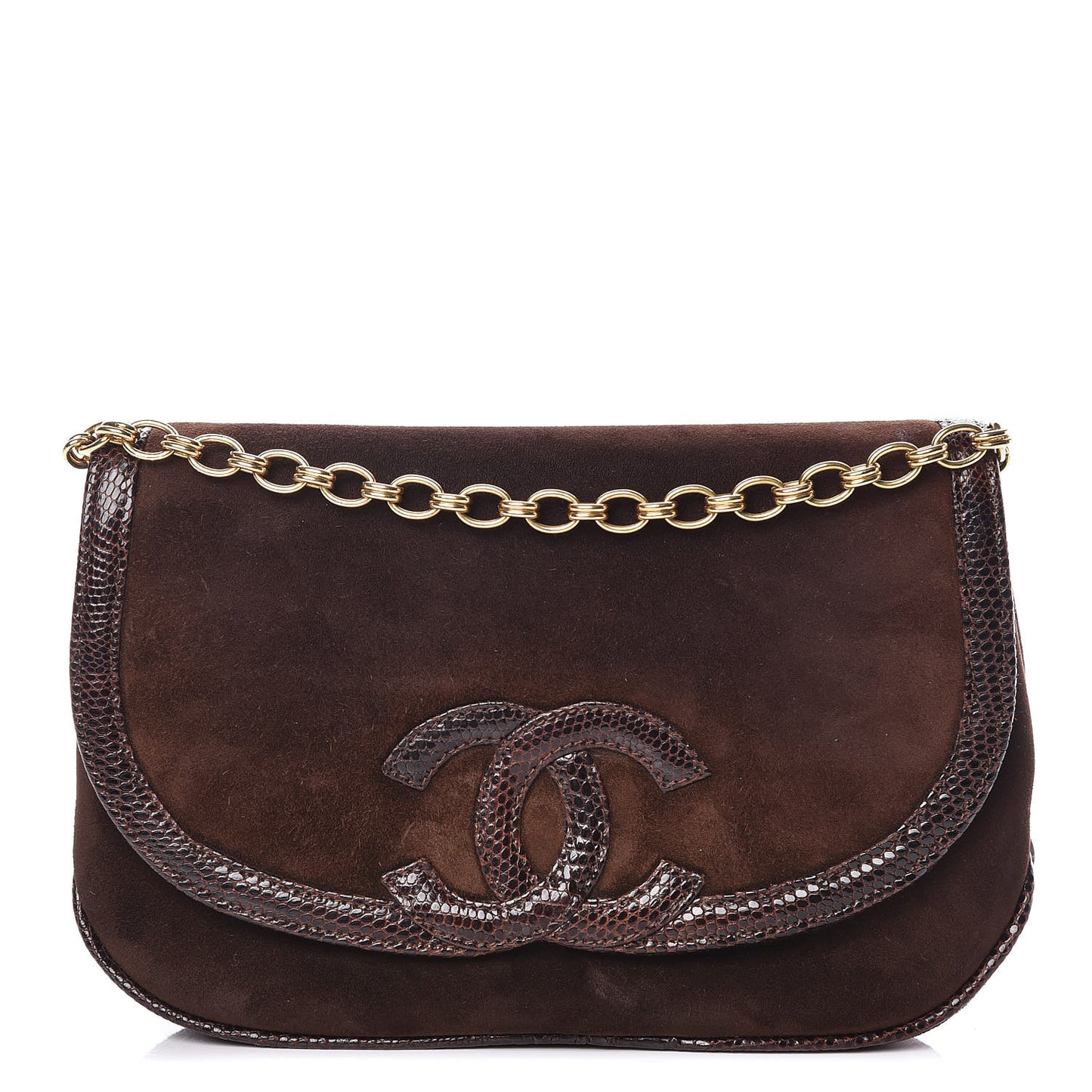 Suede Lizard Small Flap Brown