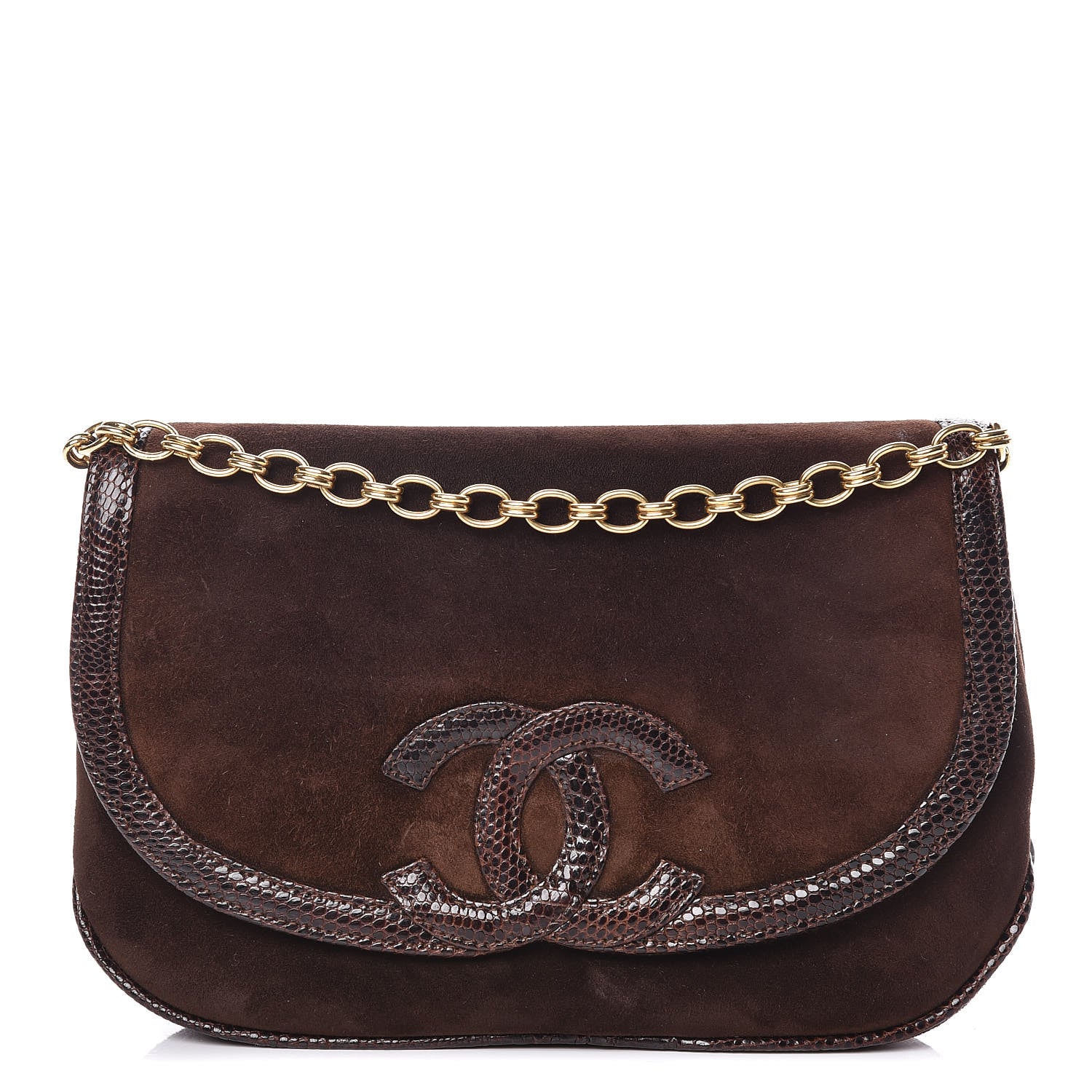 Chanel Suede Lizard Small Flap Brown 1 of 11