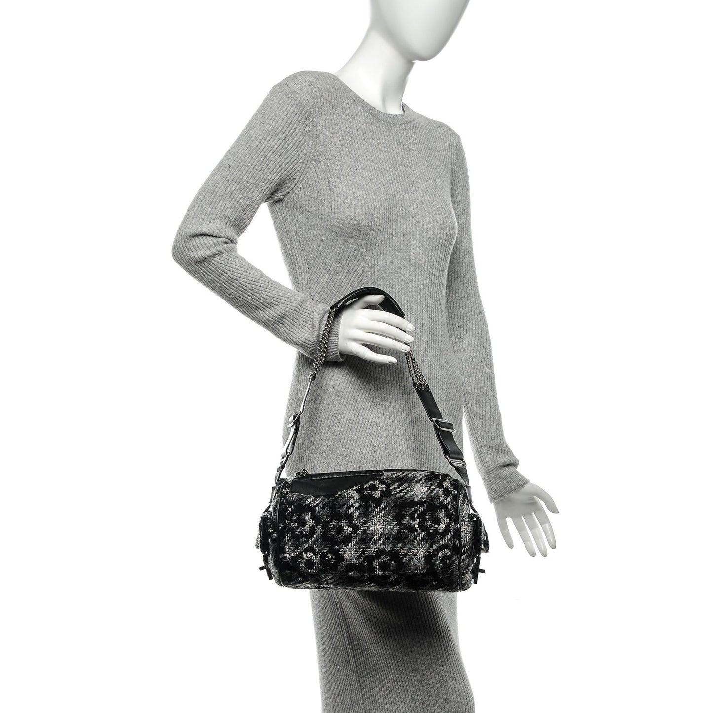 Tweed Lambskin Paris NY Camera Bag Black