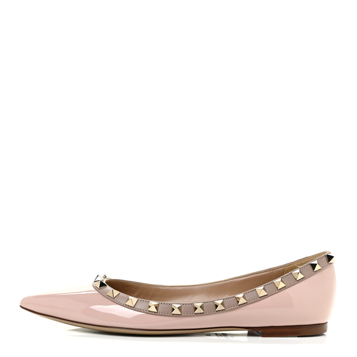 Valentino Garavani Patent Rockstud Ballerina Flats 37 Water Rose Poudre 1 of 8