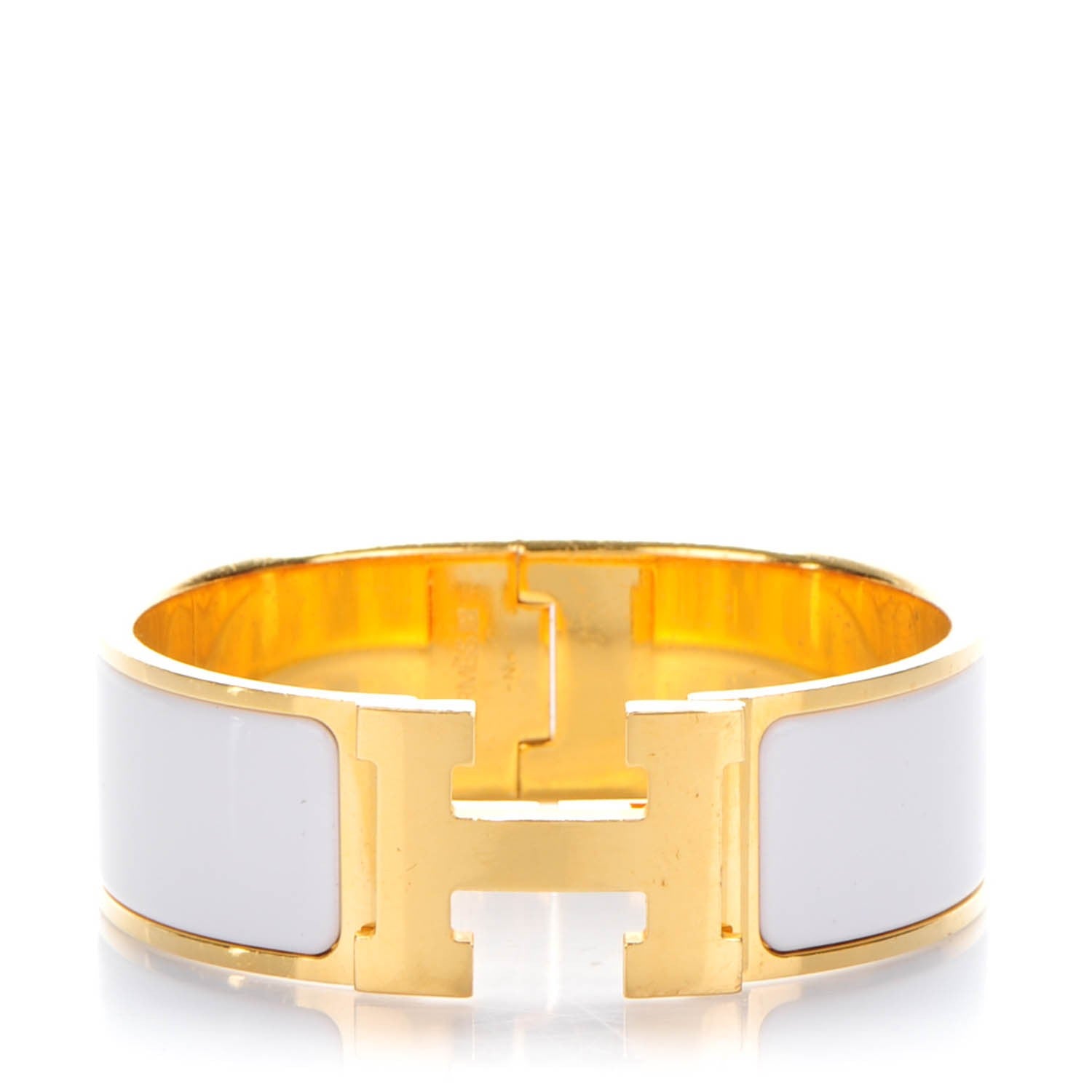Hermes Enamel Wide Clic Clac H Bracelet PM White 1 of 5