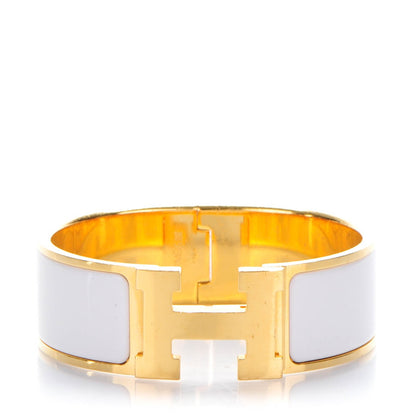 Hermes Enamel Wide Clic Clac H Bracelet PM White 1 of 5