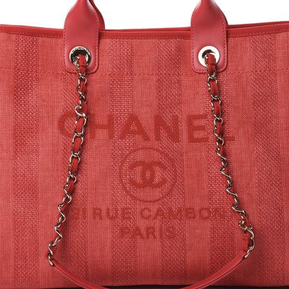 Chanel Mixed Fibers Striped Medium Deauville Tote Red 8 of 12