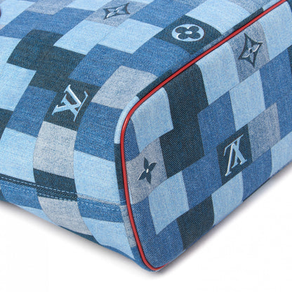 Louis Vuitton Denim Damier Monogram Patchwork Neverfull Blue Rouge 6 of 9