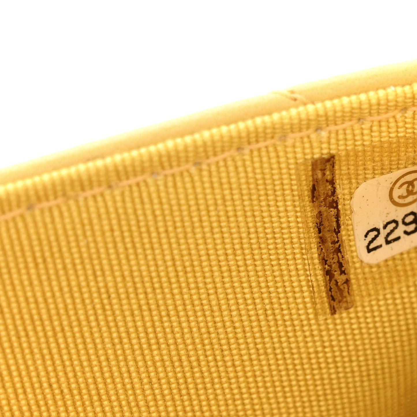 Lambskin Chevron Quilted Wallet On Chain WOC Yellow