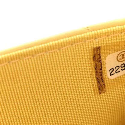 Chanel Lambskin Chevron Quilted Wallet On Chain WOC Yellow 8 of 12