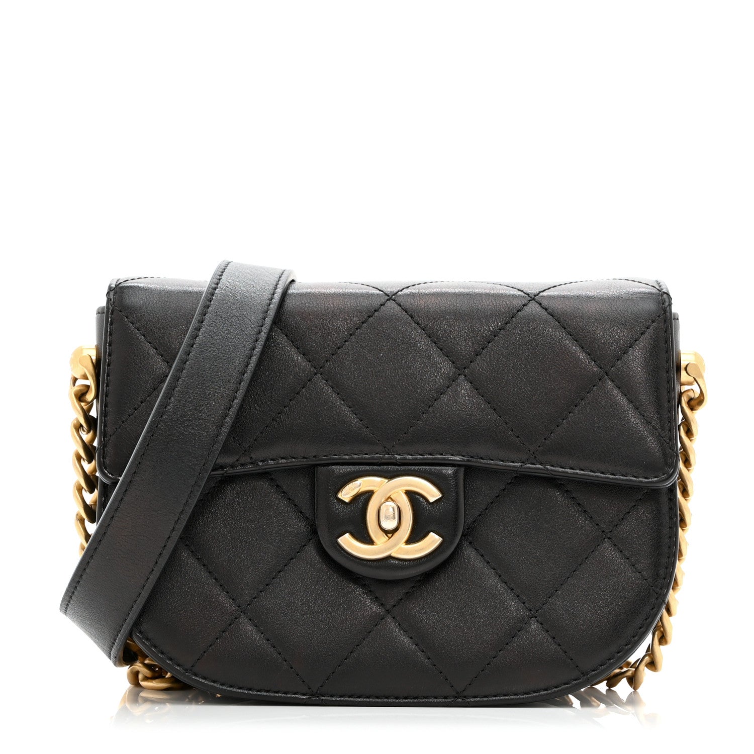 Chanel Calfskin Quilted Moon Messenger Black 1 of 10