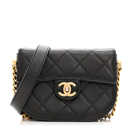 Chanel Calfskin Quilted Moon Messenger Black 1 of 10