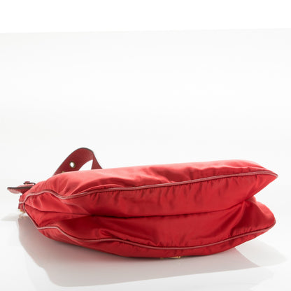 Prada Nylon Vela Vitello Daino Flat Messenger Bag Red 3 of 7