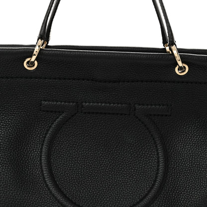 Salvatore Ferragamo Grained Calfskin Medium Meera Tote Black 8 of 12