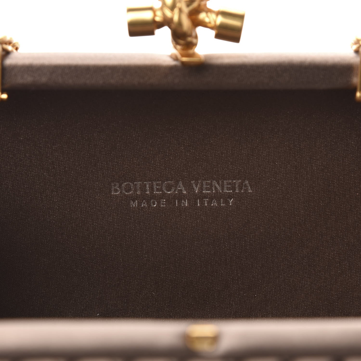 Bottega Veneta Satin Intrecciato Chain Knot Clutch Nude 6 of 9