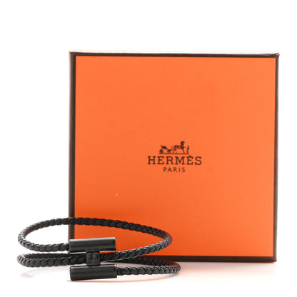 Hermes Swift Double Wrap Cord Tournis Tresse Bracelet T6 So Black 5 of 5