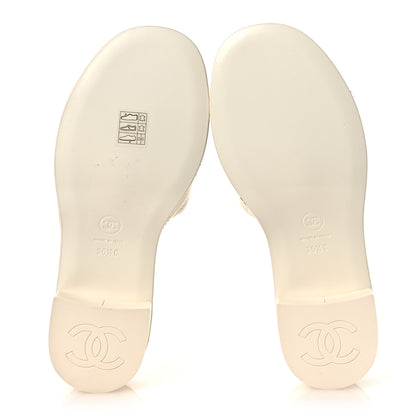 Chanel Lambskin Quilted CC Chain Mules 36.5 Light Pink White 7 of 12