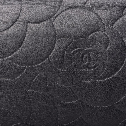Chanel Lambskin Camellia Embossed Yen Wallet Black 10 of 14