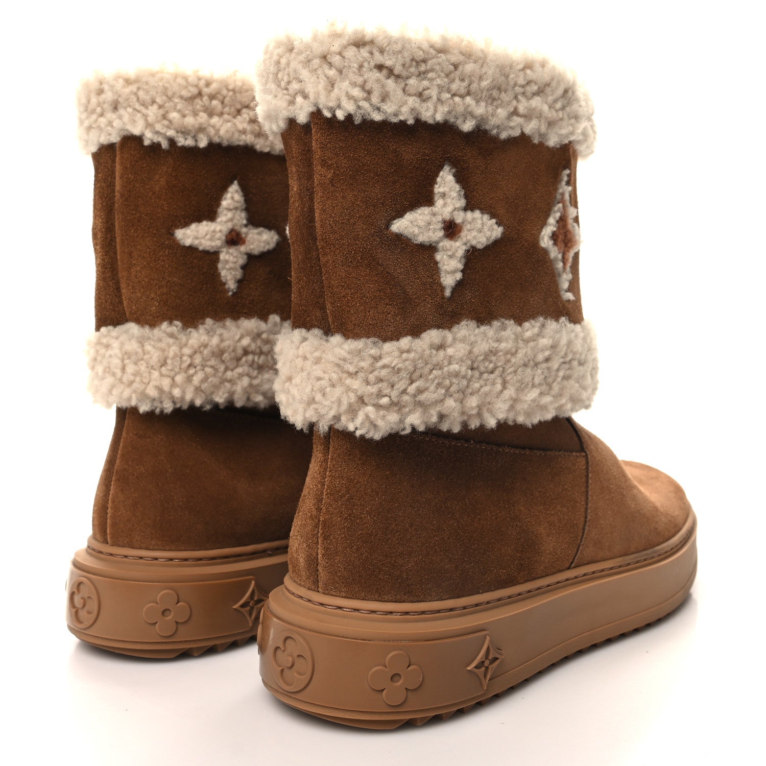 Louis Vuitton Suede Calfskin Shearling Snowdrop Flat Ankle Boot 40 Cognac 4 of 9