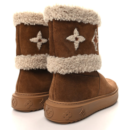 Louis Vuitton Suede Calfskin Shearling Snowdrop Flat Ankle Boot 40 Cognac 4 of 9