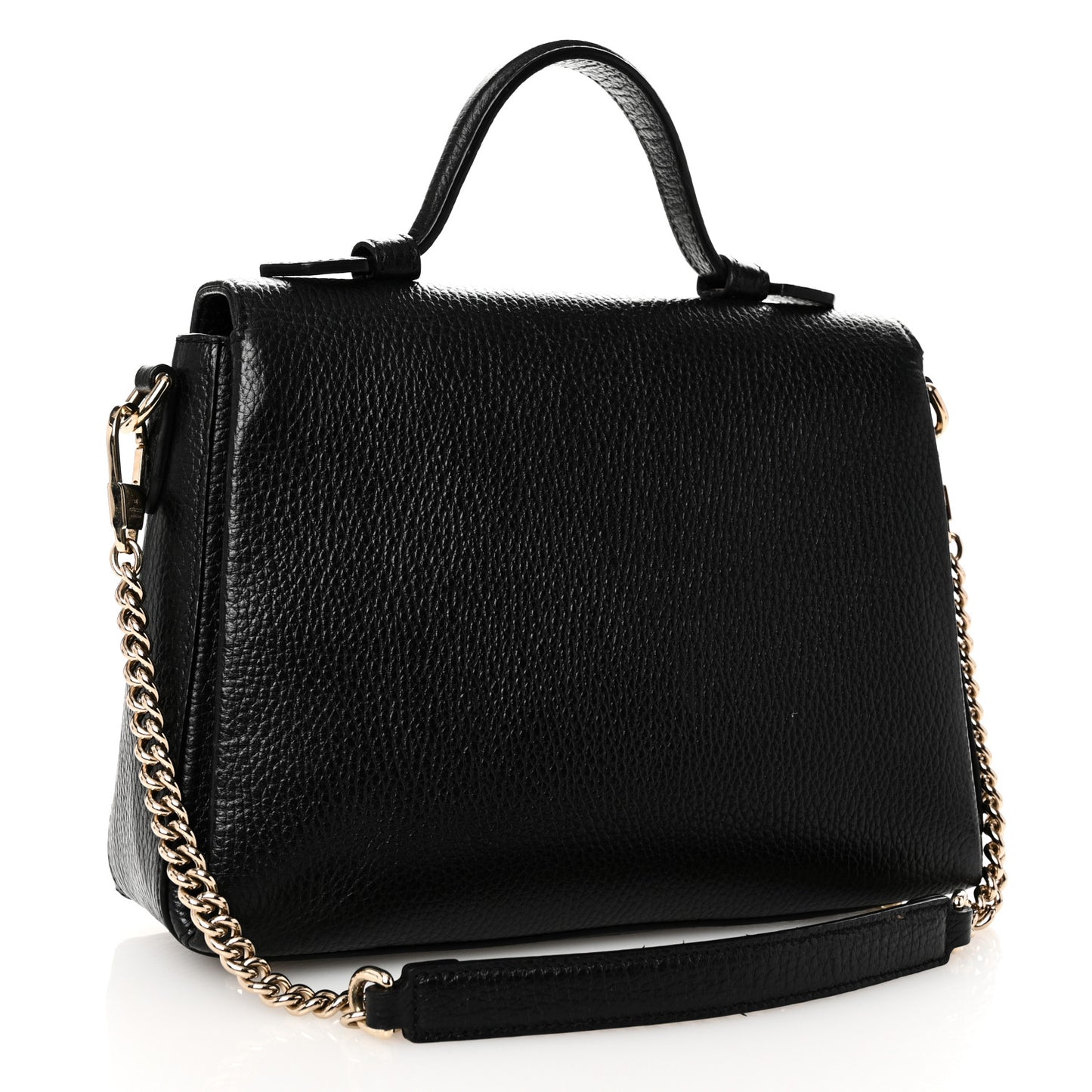Dollar Calfskin Interlocking G Top Handle Shoulder Bag Black