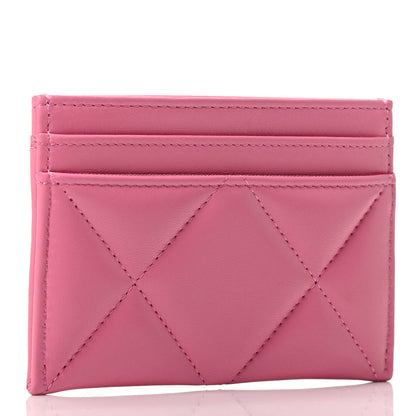 Chanel Lambskin Quilted Chanel 19 Card Holder Dark Pink 2 of 3