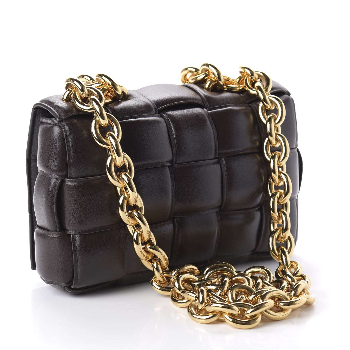 Lambskin Maxi Intreccio Padded Chain Cassette Crossbody Bag Black