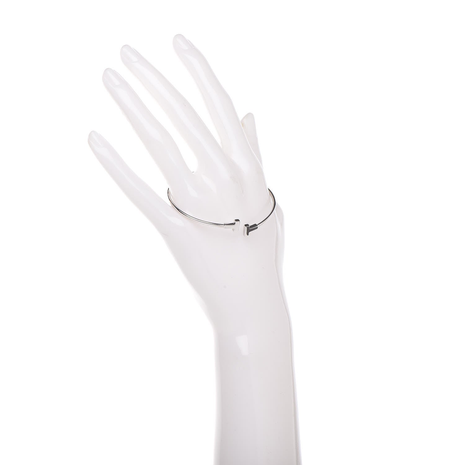 Tiffany 18K White Gold Narrow T Wire Bracelet 2 of 6