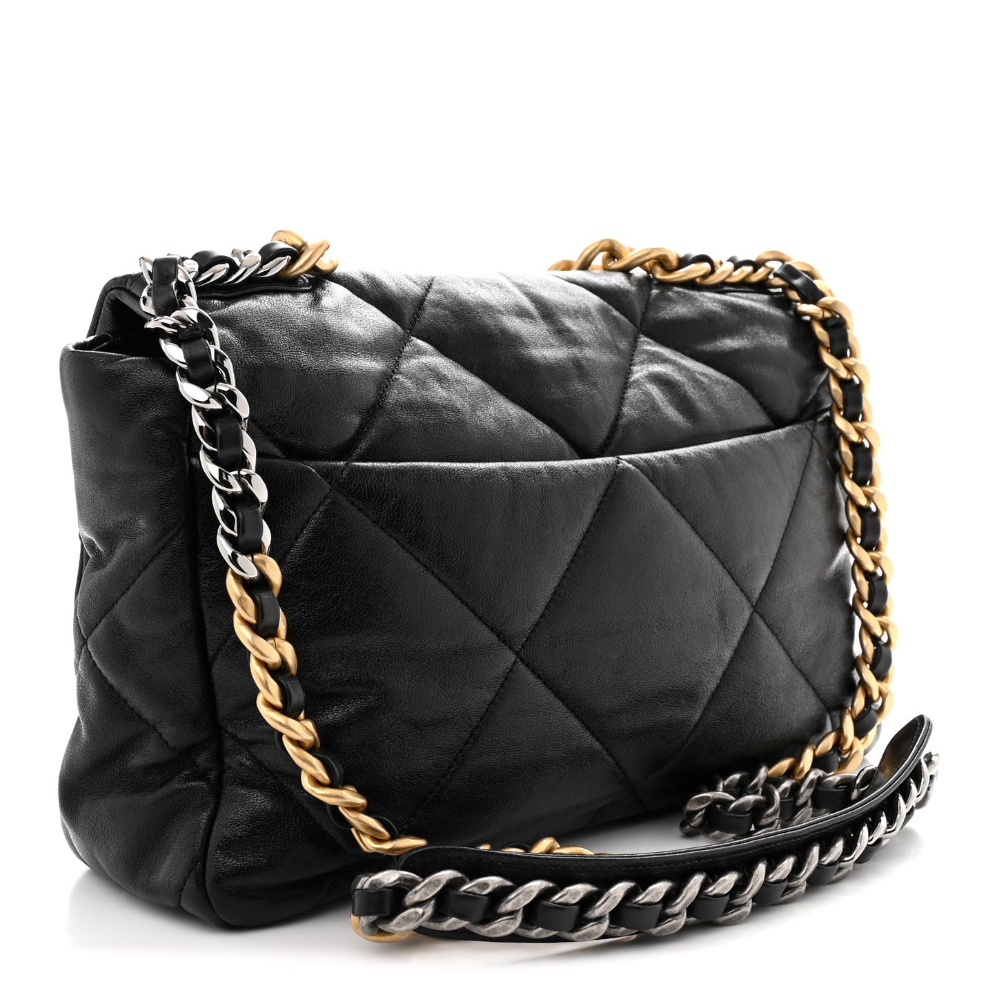 Goatskin Quilted Large Chanel 19 Flap Black