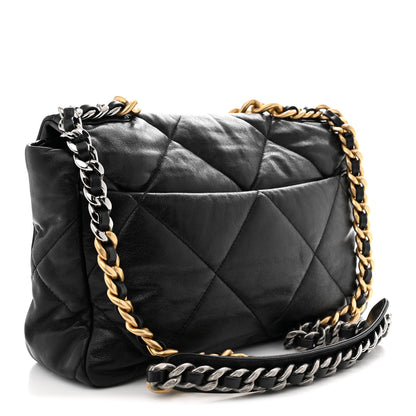 Chanel Goatskin Quilted Large Chanel 19 Flap Black 3 of 10