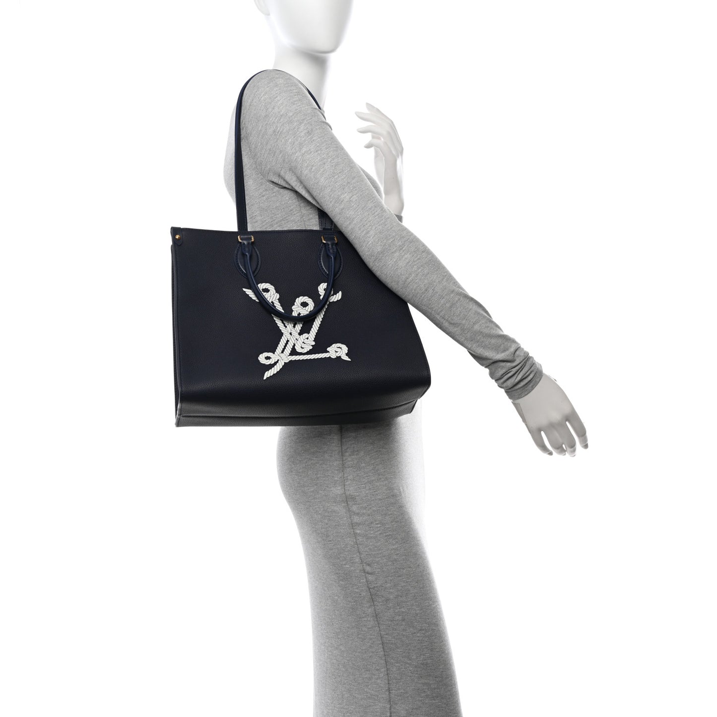 Grained Calfskin Nautical Onthego MM Navy Blue