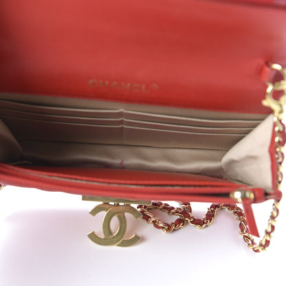 Chanel Lambskin Quilted Golden Class Wallet on Chain WOC Red 5 of 13