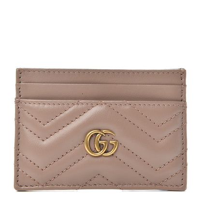Gucci Calfskin Matelasse GG Marmont Card Holder Porcelain Rose 1 of 6