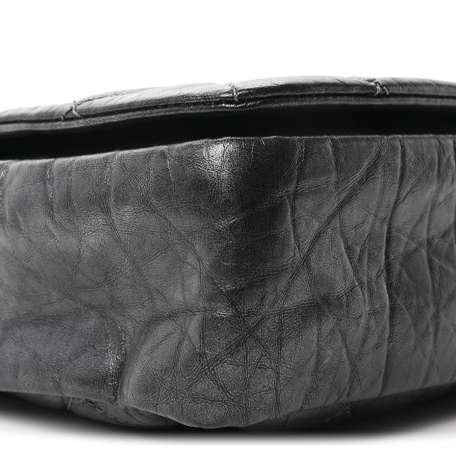 Chanel Aged Calfskin Quilted Medium Pondichery Flap Dark Grey 9 of 9