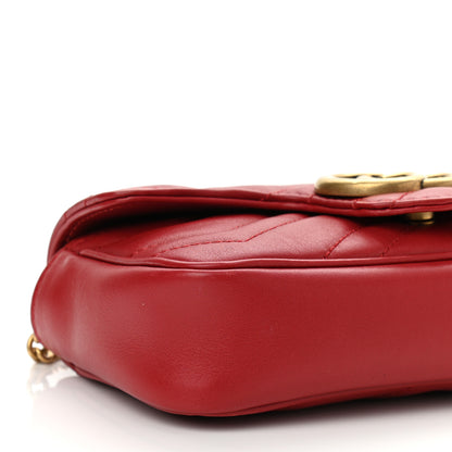 Gucci Calfskin Matelasse Super Mini GG Marmont Shoulder Bag Hibiscus Red 9 of 11